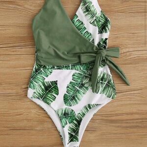 SHEIN Tropical knot waist one piece